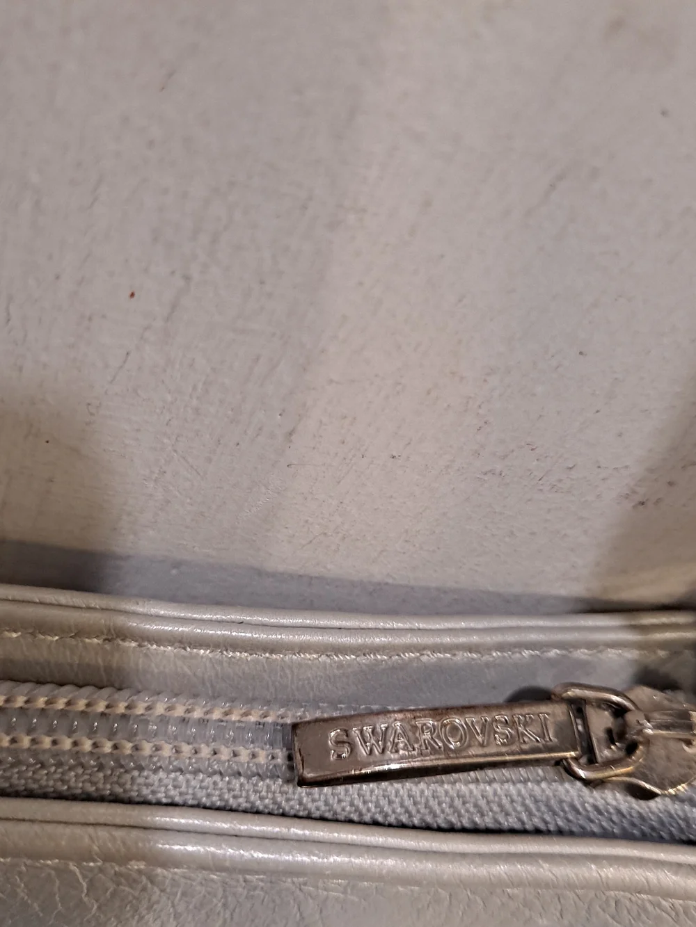Swarovski Crystals Y2k Beige Gray Tri-panel Colorblock Baguette Shoulder Bag